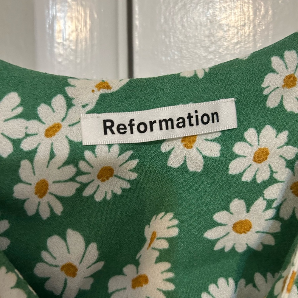 Reformation Green Daisy Dress